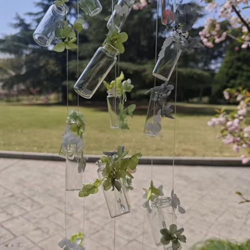 Decorative string bottles DIY creative decoration hanging transparent glass bottles, green plant decorative strings, aerial ornaments, gardening decorations(bottle size: 1.18 inch *3.14 inch)