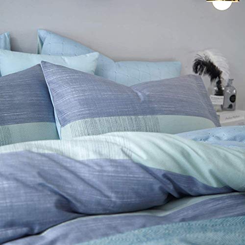 Geometric Duvet Cover Soft Cotton Blue Patchwork Modern Bedding Set with Zipper Ties Mint Green Duvet Cover Set Perfect for Him and Her, Luxury Quality Comfortable Easy Care-King Size - Thumbnail 4