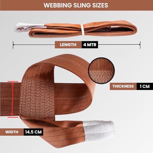 Image of Conclood India Polyester Webbing Sling Lifting Belt | Towing Vehicle | for Lifting Heavy Weight | Brown Color | Best Safety Factor with Certifications. (6 Ton 4 Meter)