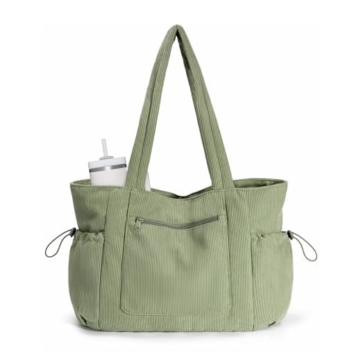 ECOHUB Green Corduroy Tote Bag for Women