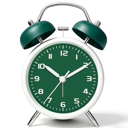 Noubnea 4 . 5 Loud Alarm Clock for Heavy Sleepers Adults – Metal Battery Operated Desk Clock with