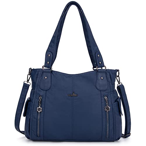 Angel Kiss 2 Sacs à Main Femmes Cuir Sacs Portés Main Bourses en Cuir Lavé Top Zippers Multi Pockets Sacs à Bandoulière 1193