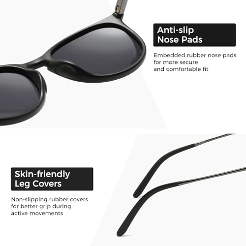Image of SUNGAIT Original Design Trendy Sunglasses Polarized Vintage Round Classic Retro Style for Women and Men (2026 Matte Black Frame /Gray Lens)