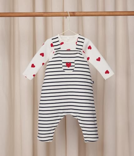 Vêtements Petit Bateau Ensemble Salopette & Body Cœurs Rouges en Coton pour Enfant - vue 6