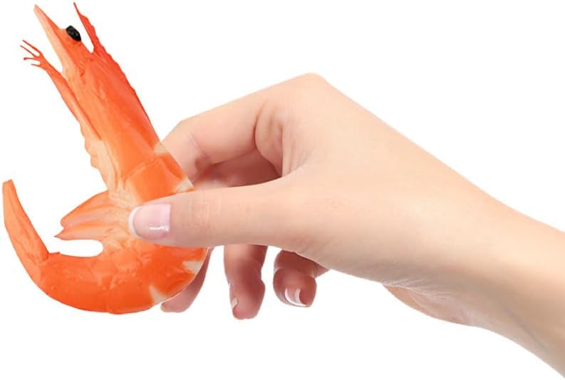 Kisangel 9Pcs Artificial Shrimp Models, 2.95 in Fake Seafood for Display | Lifelike Cooked Prawn Design, Wipe Clean Reusable Prop for Food Photography; Durable Red PVC