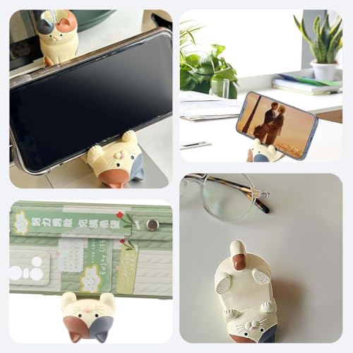 Image of ZORBES Resin Cat Figurine Phone Stand Holder, Sturdy Design to Hold Smartphones Without Tipping, Cute Mobile Stand for Desk, Gift for Cat Lovers, Desk Decor Accessory, 3.2 * 2.4inch