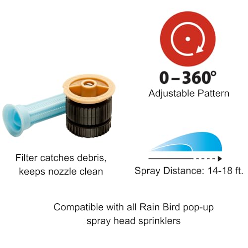 Rain Bird, 14' -18' 18AP Nozzle, Adjustable 0° -360° Pattern, Spray Distance, Tan/Black