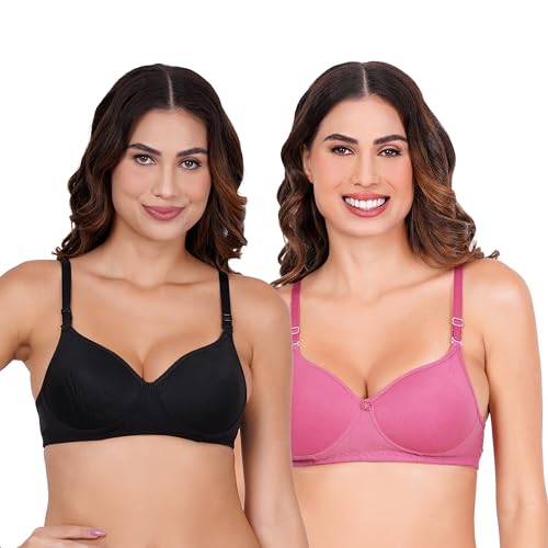 Image of BLACK ME Women's Non Padded Wirefree T-Shirt Bra Combo Pack of 2