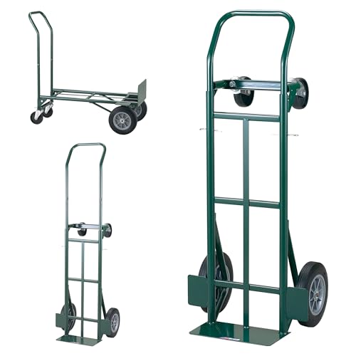 Harper Trucks JEDT8635P 700 lb Capacity Super-Steel Convertible Hand Truck, Dual Purpose 2 Wheel Dolly and 4 Wheel Cart with 10' Flat-Free Solid Rubber Wheels