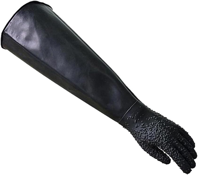 2Pcs Heavy Duty Sandblasting Work Gloves Left for Sand Blasting Cabinet Black Rubber ive Inrial Labour ion Sleeve 26.78 Inch, Suitable for Machine Attachment, As Described