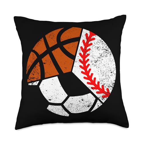 Soccer Baseball Basketball Player Dec Soccer Baseball Basketball Player Funny Ball Sport Throw Pillow, 18x18, Multicolor