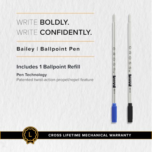 Image of Cross Bailey Matte Gray Refillable Ballpoint Pen - Medium Point, Black Ink, Smooth Writing, Presented in a Premium Gift Box