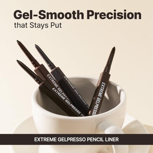 Image of CLIO Extreme Gelpresso Pencil Eyeliner, Gel Smooth Waterproof Formula, High Pigment Color, Smudge Proof Long Wear, Creamy Glide, Tightline Blend Control, Safe for Sensitive Eyes (002 Deep Brown)