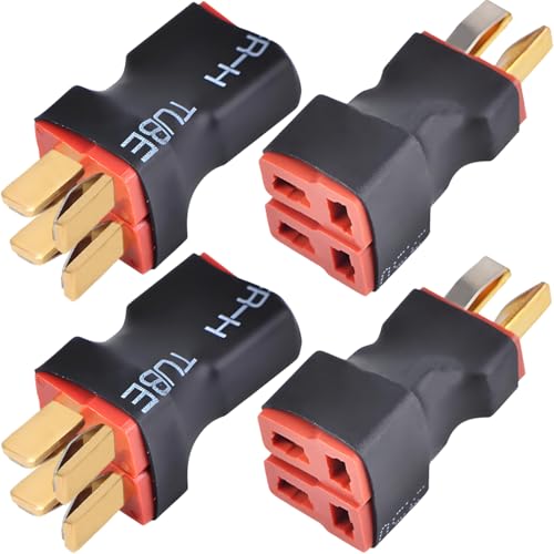 HAAMNING7 4 Pcs T Parallel Connector T Plug No Wire Adapter 1 Female to 2 Male 1 Male to 2 Female Plug Parallel Battery Connector, for RC Battery/Quadcopter/ESC