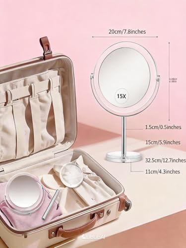 Espejo de maquillaje con base y aumento 1X/15X miniatura 2