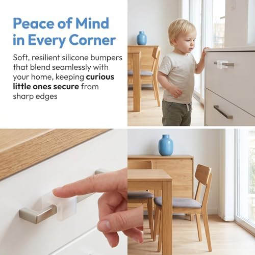 TOBBOMEY 12 Pack Silicone Cabinet Handle Corner Guards F Shaped Drawer Pull Protectors Baby Proof Edge Guards for Kitchen Cabinets Wardrobes Toddlers and Elderly — view 5