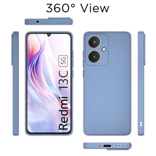 Image of Pikkme Back Cover for Redmi 13C 5G | Camera Protection Shockproof Soft Matte Silicone Bumper Case (Aqua Blue)