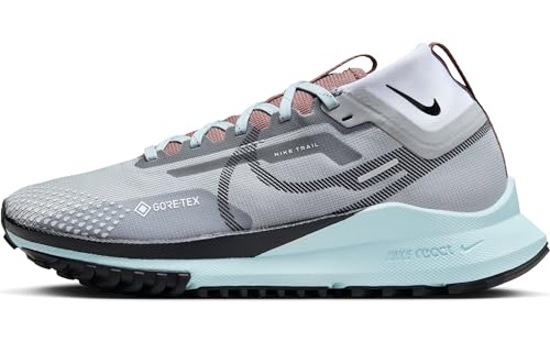 Nike Women's React Pegasus Trail 4 Gore-Tex Trainers, Lt Smoke Grey Black Glacier Blue, 8