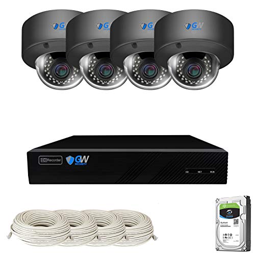 GW Security AutoFocus IP Camera System, 8 Channel H.265 4K NVR, 4 x 5MP HD 1920P Dome POE Security Camera 4X Optical Motorized Zoom Outdoor Indoor