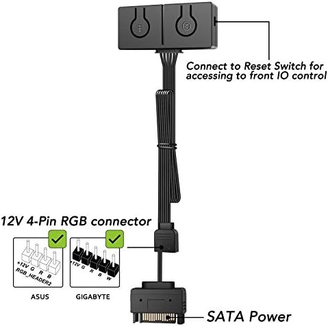 EZDIY-FAB RGB Converter, 12V RGB to 5V ARGB Transfer Hub with 3-way Splitter, Motherboard with 12V 4-pin Header can Control 5V ADD-RGB Products, Built-in 50 Color Modes