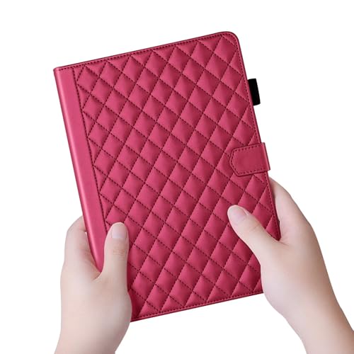 Funda para iPad Pro 11 2024 M4 carcasa libro cuero PU con tarjetero y tapa magnética roja 6
