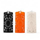 Tienda Oki MÉXICO | 12 Velas LED Decorativas con Diseño de Calavera | Velas Sin Llama en Colores Negro, Naranja y Blanco...