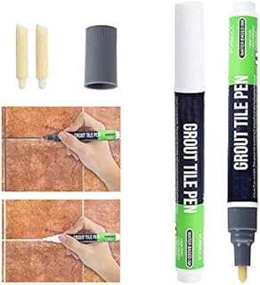 LUCTHY 2PCS Tile Grout Pen, Tile Paint Marker Grouting Repair Pen Restorer Marker for Wall Lines Floor Tile - White + Grey