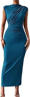Mock Neck Dress for Women Bodycon Dresses Cap Sleeve Maxi Dress Women's Formal Wedding Dresses