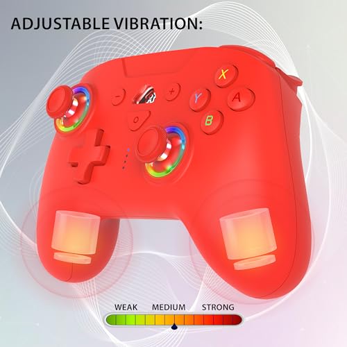 Mando Switch inalámbrico bluetooth compatible con Switch 2 giroscopio vibración LED rojo 4
