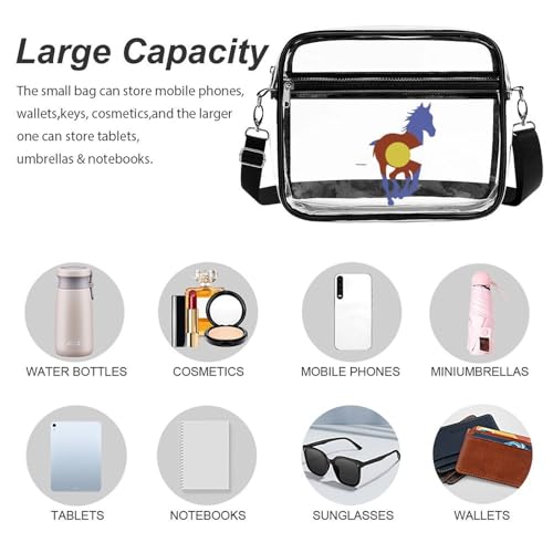 Colorado Wild Horses Large Crossbody Bag Clear Stadium Bag Anti-Theft Side Shoulder Bags Messenger Bag with 2 Compartments3