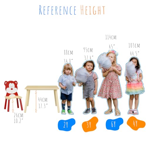 Image of Wood Table & Chairs 3 Pieces Set, Boys Girls Activity Table w / 2 Animal Shaped Chairs, Solid Wood Legs, Safe Rounded Corners, Playroom Furniture for Boys & Girls Activity Dining Drawing Craft.