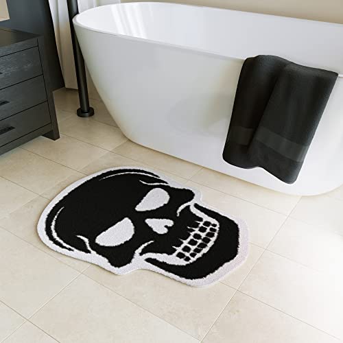 Wittiza Skull Bath Mat - Skull Rug Gothic Decor - Skulls Halloween Bathroom Mats - Black Goth Home Decor For Bedroom Kitchen Room - Horror Witchy Rugs Bathmat Spooky Gift #TOP1