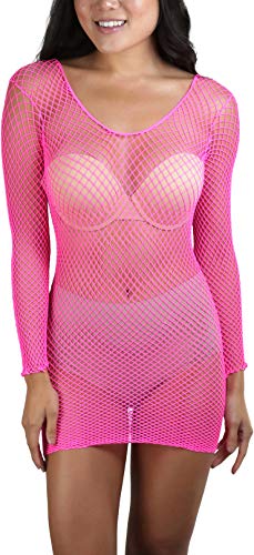 Image of ToBeInStyle Women's Stretch See Through Fishnet Novelty Mini Rave Party Dress