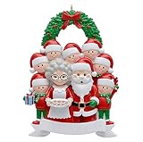 AIMU Arbre de Noël Ornement 2021 Cadeaux Créatifs Famille de cerf personnalisée 2, 3, 4, 5, 6, 7 et 8 Décoration d'arbre de Noël Santa Claus Deer Cadeaux d'hiver ( Color : Santa , Size : Family of 9 )