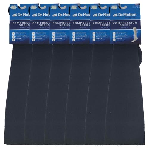 Image of Dr. Motion Men's Knee High Compression Socks 8-15 mmHg ( 6 Pairs Pack )