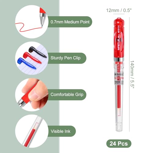 Bolígrafo Gel M&G Punta Media 0.7mm Pack 24 Rojo miniatura 2
