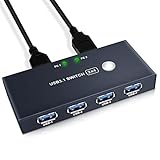 Switch USB 2 PC,USB 3.0 Switch 2 in 4 out,Commutateur USB 3.0 avec deux câbles USB3.0,Button Switch,peut être connecté à des imprimantes des claviers,souris,disque dur et autres périphériques USB