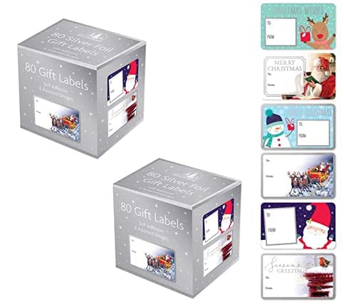 1ABOVE Christmas Collection - Etiquetas adhesivas (160 unidades), color plateado Cover