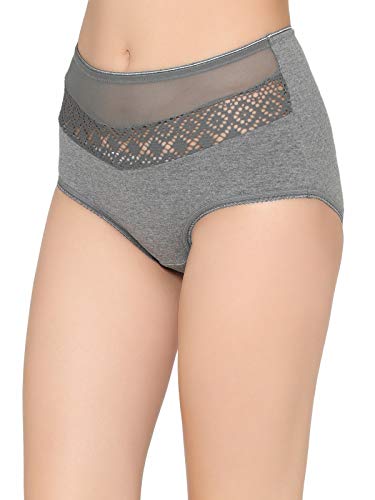 Image of Clovia Women Cotton Hipster Panty- High-Waist, Lace Panel