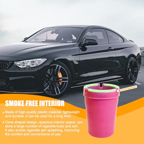 Image of Mandark Car Ashtray, 2PCS Glow In The Dark Smokeless Self-Extinguishing Vehicle Cigarette Trash Can, Smellproof Portable Automotive Ash Holder Organizer, Universal for Truck Home Office (Pink)