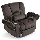JIKFRIMA Big Man Recliner 500lbs Power Lift Recliner Chair for Big Tall Elderly Adults Oversized Lay Flat Lift Recliner with Extended Footrest,Heat Massage,Flip Arm Storage Cup Holders,USB Type C