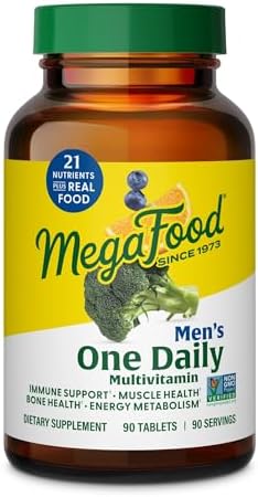 MegaFood One Daily Mens Multivitamins – Multivitamin for Men – Vitamin C, Vitamin D3 & Vitamin B12 – Muscle, Energy Metabolism & Immune Support – Vegetarian, Gluten Free – 90 Tablets, 90 Servings
