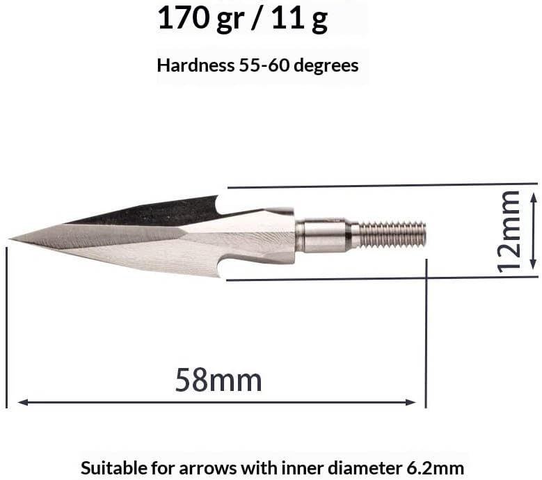 Pack of 3 Archerys Targets Practice Tip Archerys Point Practice Field Tip Carbon Steel Archerys Tip 170Grain
