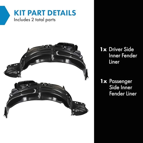 Image of TRQ Front Driver and Passenger Side Inner Fender Liner Set Compatible with 2018 Toyota C-HR