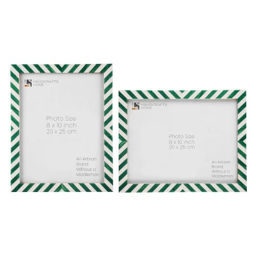 Image of Handicrafts Home Mint 8x10 Picture Frame Set of 2, Vintage Photo Frames for Wall or Tabletop Display, Family Wall Decor, Gallery Wall Frame Set, Wall Display-Resin Inlay.Candy Cane Collection.