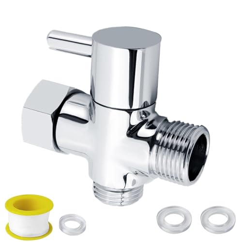 Válvula de 3 Vías G3/4 Pulgadas, Recambios Columna Ducha una Entrada G3/4', y una Salidas G3/4' y una G1/2' Latón Cromo Inversor Grifo Ducha para Inodoros Baños Cocinas