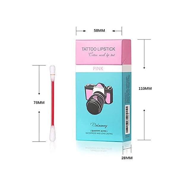 Rednow 20pcs Tattoo Lipstick Cotton Swab, Durable Waterproof Non-Stick Tattoo Lipstick, Portable Lip Tint (Four colors mixed)