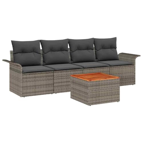 Canapé de jardin modulable polyrotin pour optimiser l'espace salon extérieur 5 pièces