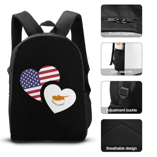 Cyprus U.S. Flag Classic Backpack Lunch Bag Pencil Case 3 Piece Set Travel Daypack3