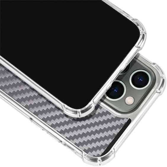 Skinit Clear Phone Case Compatible with iPhone 14 Pro Max - Skinit Originally Designed Silver Carbon Fiber Design